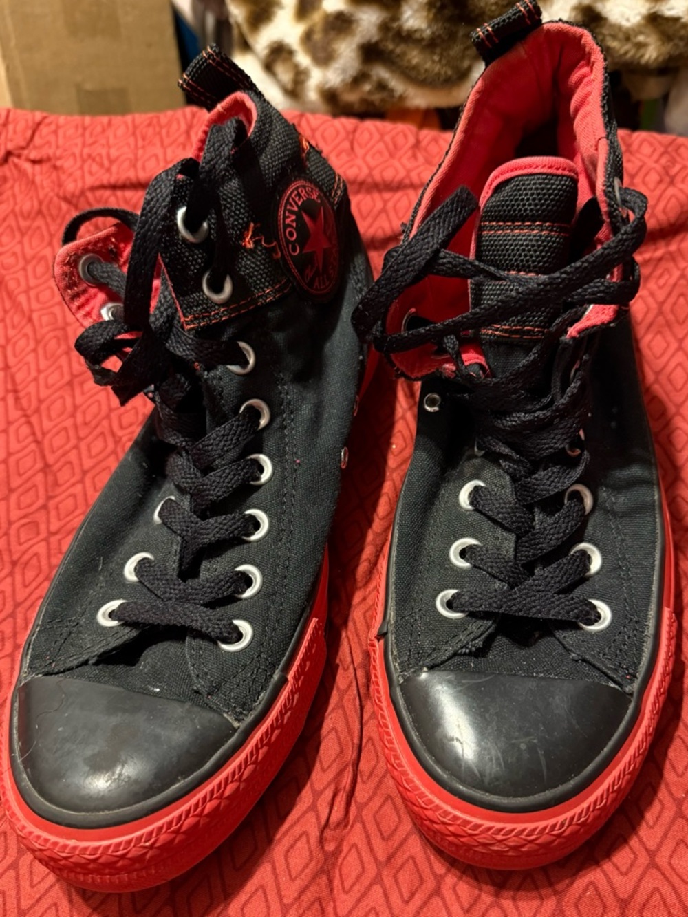 Converse Red & Black High-Top Sneakers